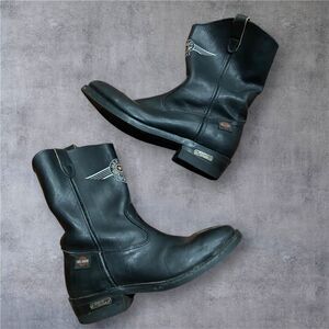 Harley Davidson Motorcycle Embroidered Leather Black Vintage Boots Men's 11
